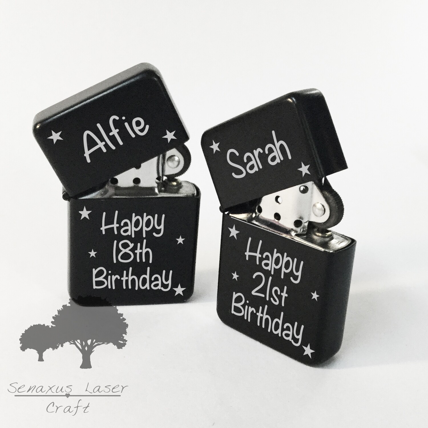 Personalised engraved Black gift lighter in tin, for any occasion. With free engraving LTR24