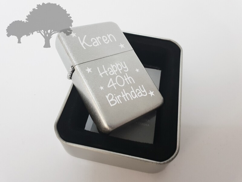 Personalised engraved Silver gift lighter in tin, for any occasion. With free engraving SLTR24