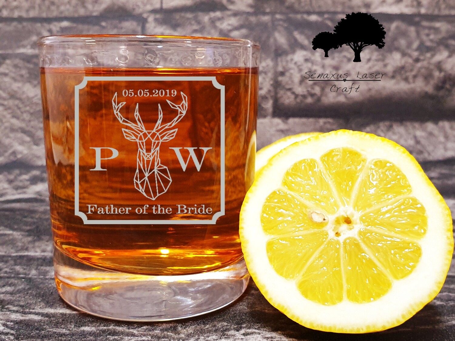 Unique Personalised Stag Head Rustic Design 10oz Whiskey Glass. Great Gift for a Friend or Family Member, Birthdays, Weddings or any other occasion. WTA85