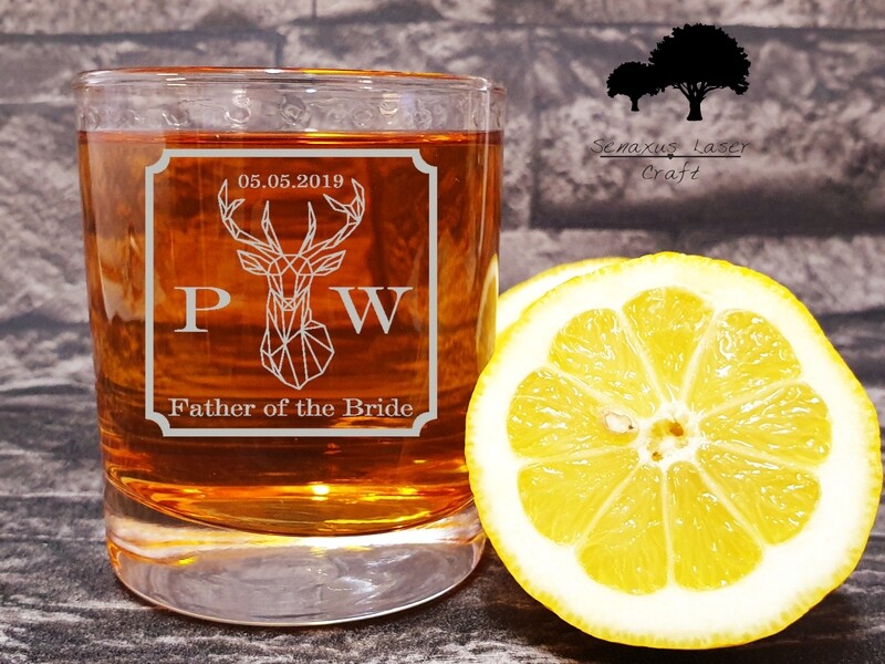 Unique Personalised Stag Head Rustic Design 10oz Whiskey Glass. Great Gift for a Friend or Family Member, Birthdays, Weddings or any other occasion. WTA85