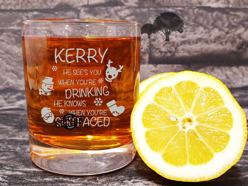 Unique Personalised &#39;He sees you when you&#39;re drinking&#39; Funny 10oz Whiskey Glass. Great Gift for a Friend or Loved One for Christmas. WTA86