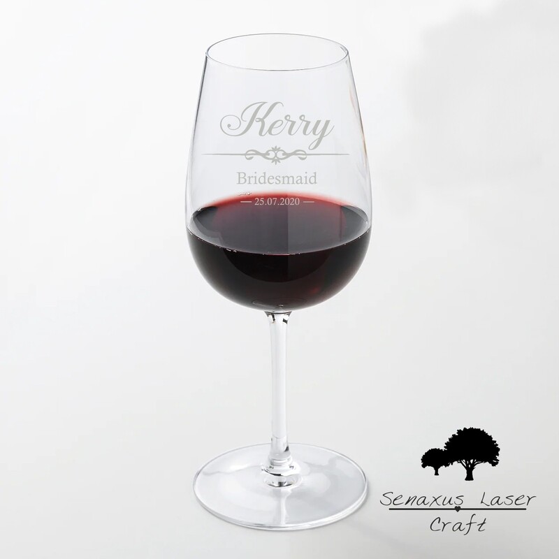 Unique Personalised Classical Bar Design 49cl wine glass. Great Wedding Gift for Bridesmaids, Maid of Honour.