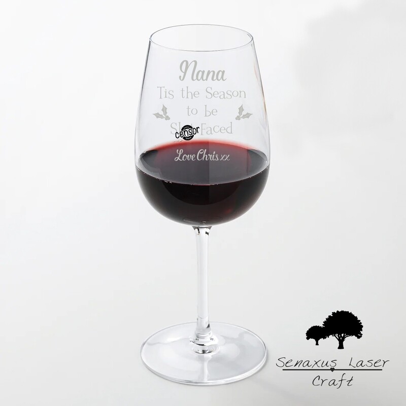 Funny Personalised &#39;Tis&#39; the season to be sh**faced&#39; Design 49cl wine glass. Great Christmas, Xmas Gift for Friends, Family or Secret Santa.