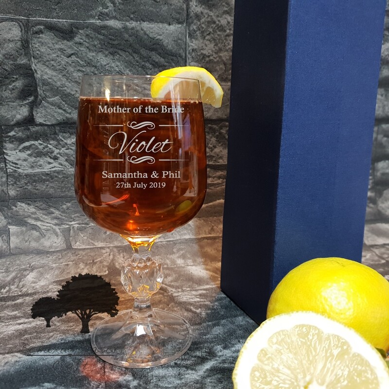 Rustic Personalised Classically Styled Bars with Personalised Message Glass small wine glass. Great Birthday, Wedding or Christmas Gift for a Friend or loved one.