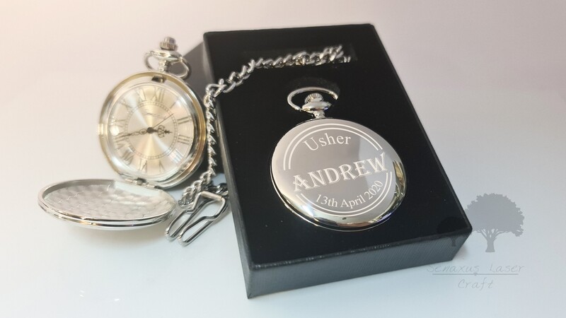 Personalised wedding gift Silver Pocket Watch groom/bride party favours SPW4