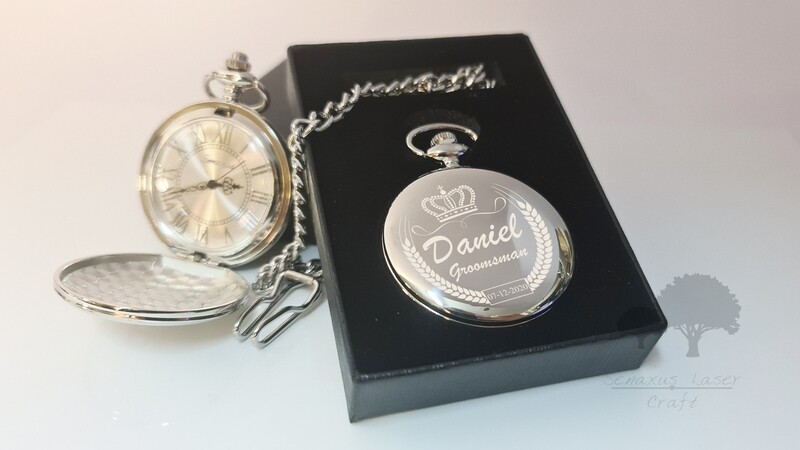Personalised wedding gift Silver Pocket Watch groom/bride party favours SPW5