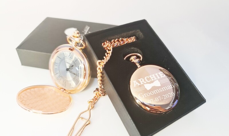 Personalised wedding gift Black Pocket Watch groom/bride party favours RGPW7