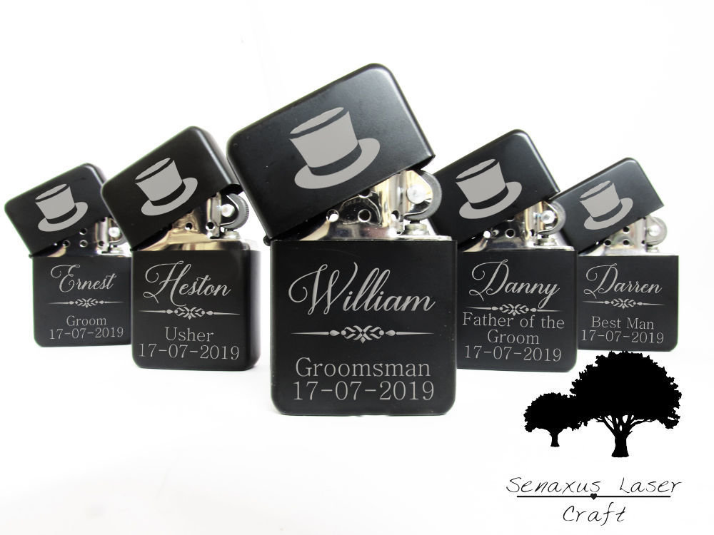 Personalised Top Hat Wedding Favours gift lighter in Tin. Free engraving LTR8