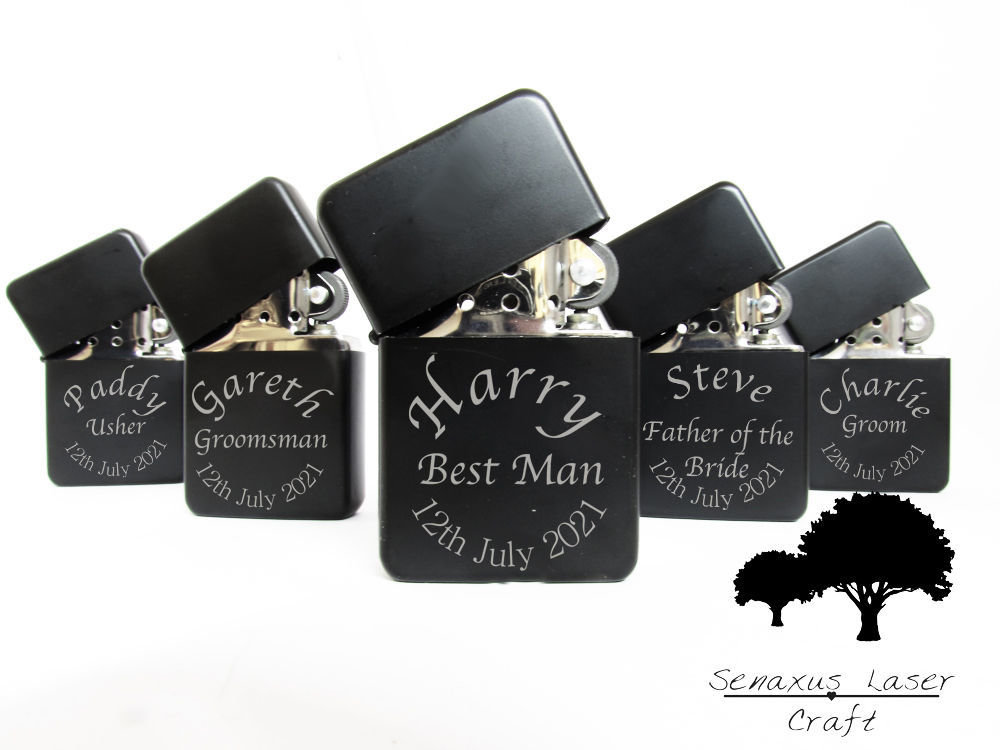 Personalised Round Wedding Favours gift lighter in Tin. Free engraving LTR11