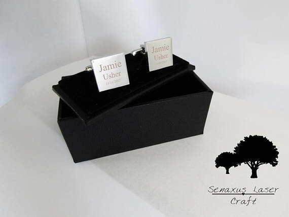 Silver Personalised Square cufflinks, personalised with Name Role and Wedding Date Perfect gift for Usher, Groomsman, Best Man, Groom CL1