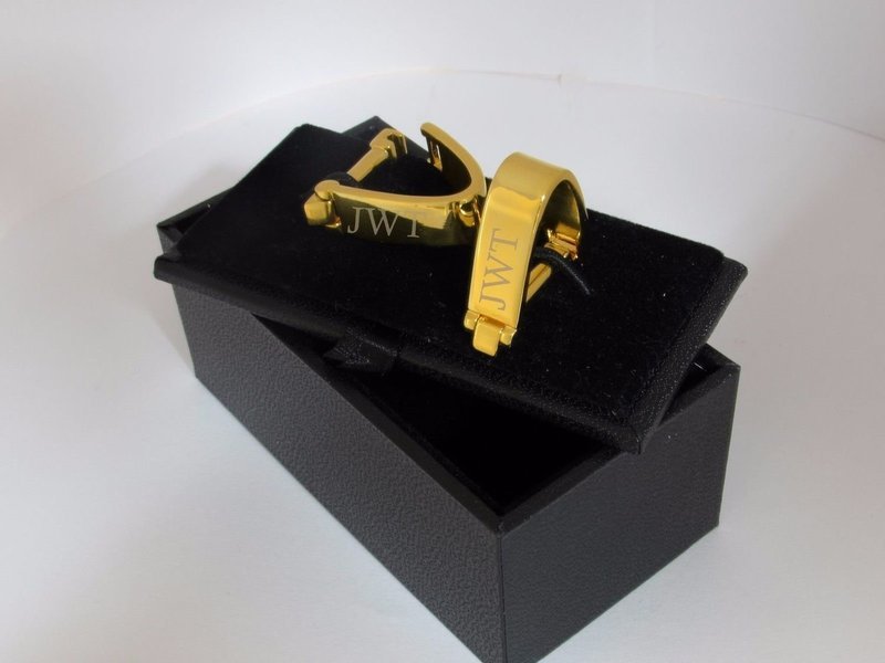 Gold Personalised Deluxe Wrap around Engraved Wedding Cufflinks Groom gwa