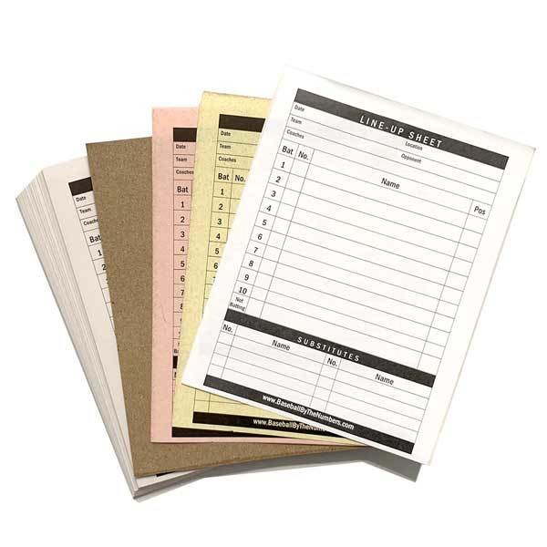 Standard Baseball Line Up Sheets