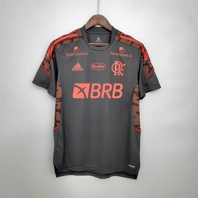 Camisa Flamengo Treino 21/22 Adidas Masculina - Cinza Patrocínios