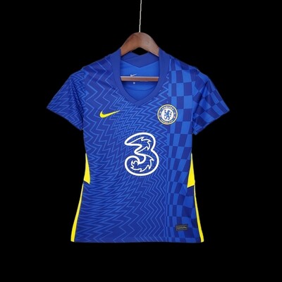 Camisa Chelsea Home 2021/2022 Torcedor Nike Feminina - Azul+amarelo