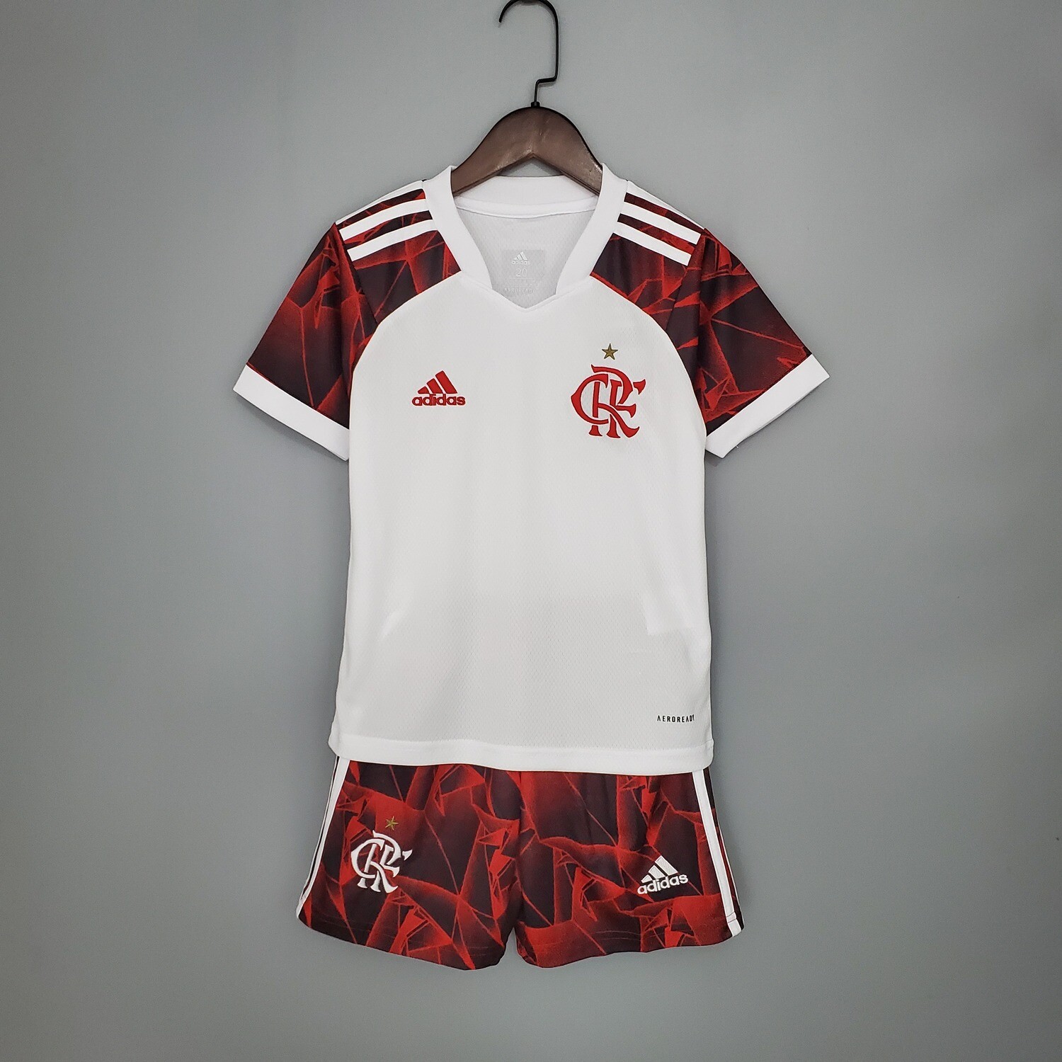 kit Camisa Infantil  Adidas Flamengo II 2021 Jogo 2