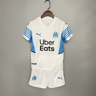 kit Camisa Olympique de Marseille Puma 2021/2022 Infantil