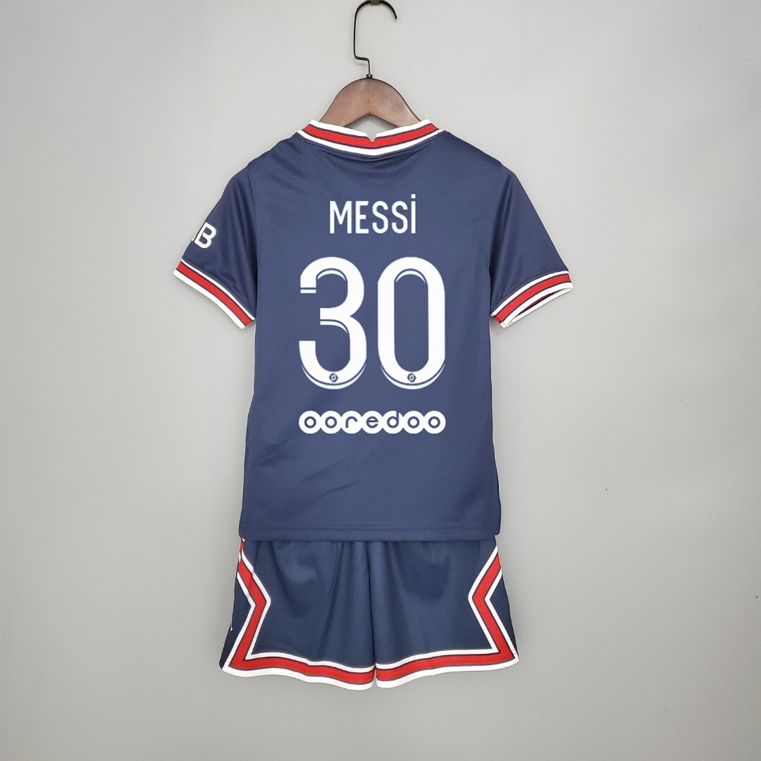 kit Camisa  PSG Infantil 2021/2022 Home Messi 30