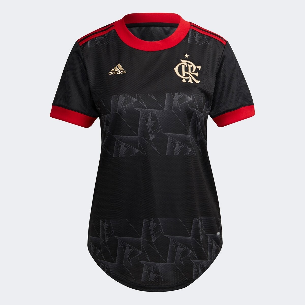 Camisa Flamengo III 21/22  Torcedor Adidas Feminina - Preto+Vermelho