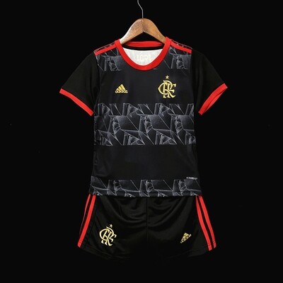 Kit Camisa Infantil  Adidas Flamengo III 2021 Jogo 3