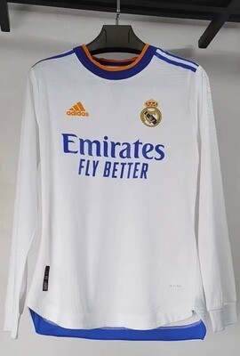Camisa Real Madrid Home 2021/2022 Manga Longa  Jogador