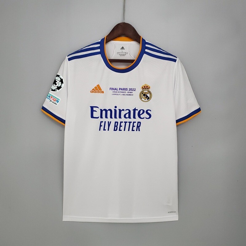 Camisa 1 Real Madrid 21/22 Patch Final PARIS 2022 Camisa 1 Real Madrid 21/22 Patch Final PARIS 2022