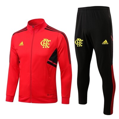 Kit Agasalho Adidas Flamengo 2022/2023 Vermelho com zíper longo