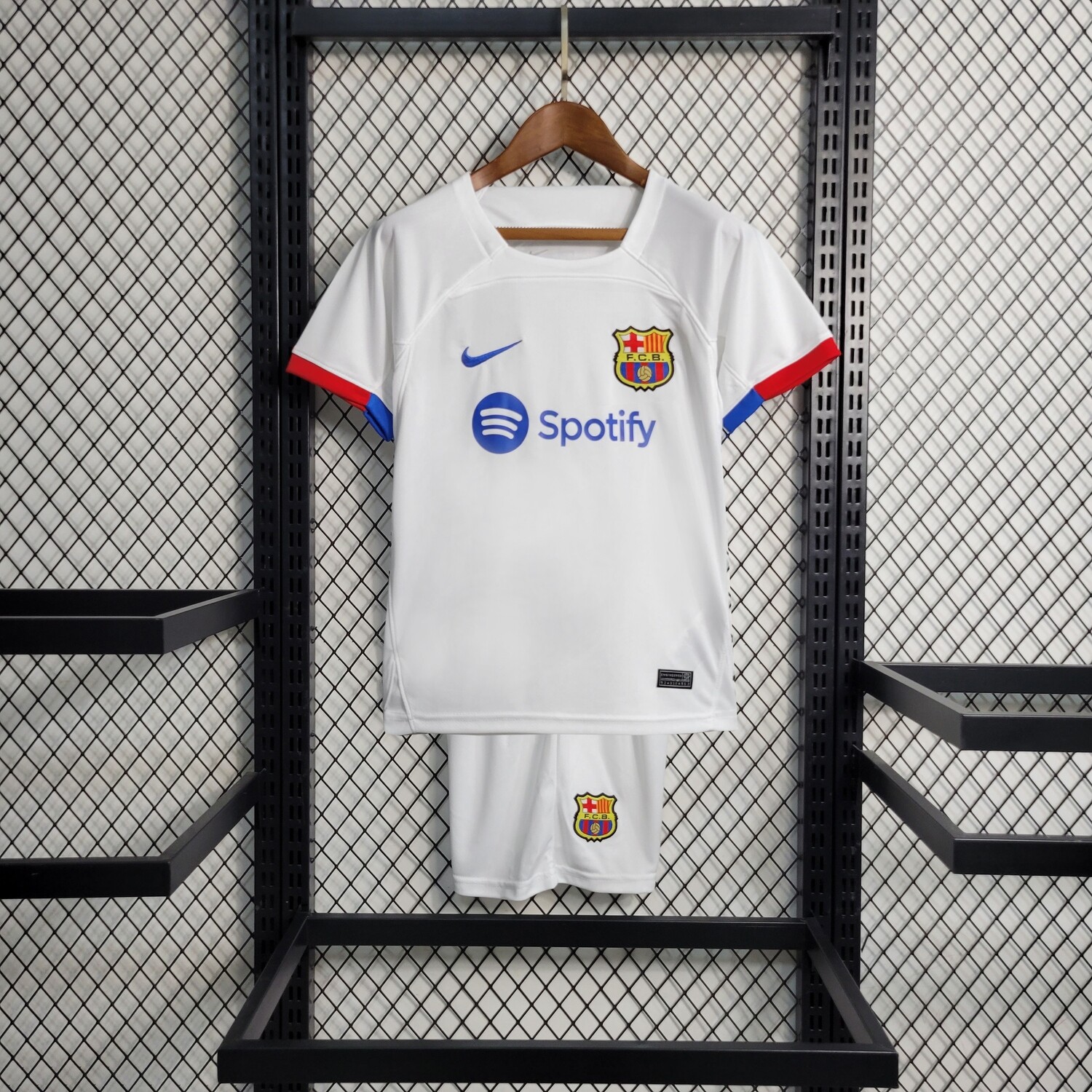 kit Camisa Infantil Away Barcelona 2023/2024 Branca