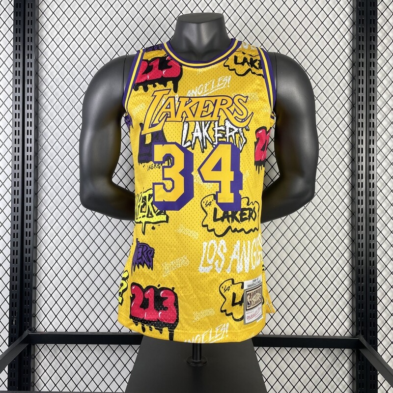 Regata  Los Angeles Lakers Especial Grafiti 1996-97 Hardwood Classics M&amp;N - 34 Shaquille O&#39;neal