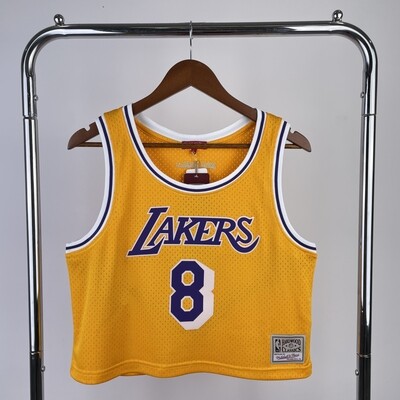 Camisa de Basquete Los Angeles Lakers Cropped para Mulheres Hardwood Classics M&N 8 Kobe Bryant
