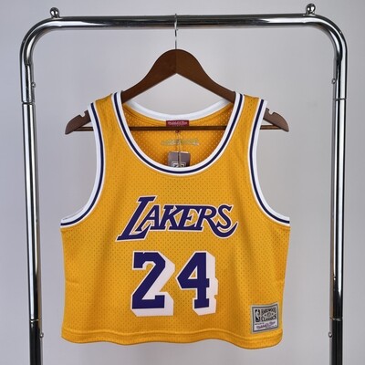 Camisa de Basquete Los Angeles Lakers Cropped para Mulheres Hardwood Classics M&N 24 Kobe Bryant