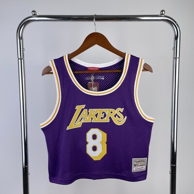 Camisa de Basquete Los Angeles Lakers Cropped para Mulheres Hardwood Classics M&N 8 Kobe Bryant