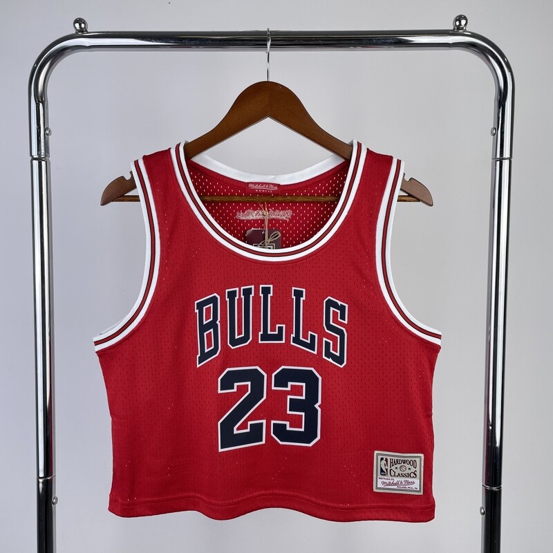 Camisa de Basquete Chicago Bulls Cropped para Mulheres Hardwood Classics M&amp;N - 23 Michael Jordan