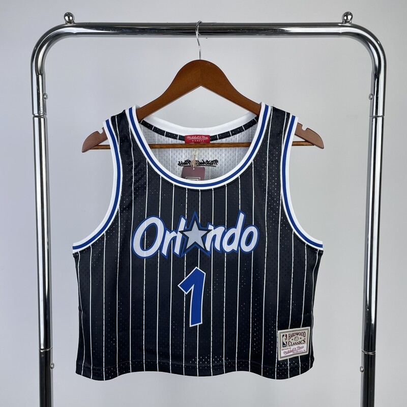 Camisa de Basquete Orlando Magic Cropped para Mulheres Hardwood Classics M&amp;N- 1 Hardaway