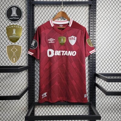 Camisa Fluminense III Third 2022/23  Torcedor Umbro grená Masculina Patch Libertadores