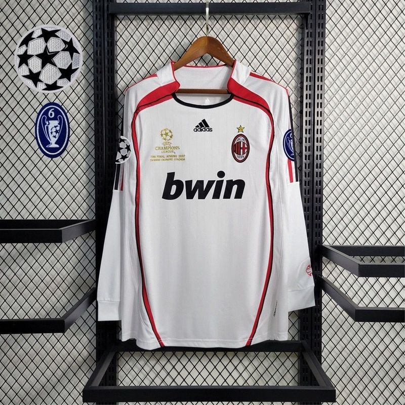 Camisa Milan 2006-2007  Branca Manga Longa Patch