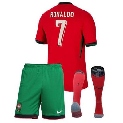 Camisa Infantil Portugal Home Short+ Meião - Ronaldo 7 2024/2025