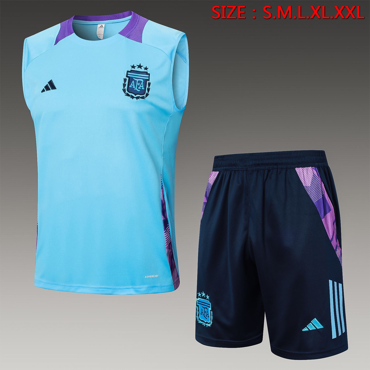 Kit Treino Camisa Regata Seleção da Argentina 2024/25 Camisa+Calção
