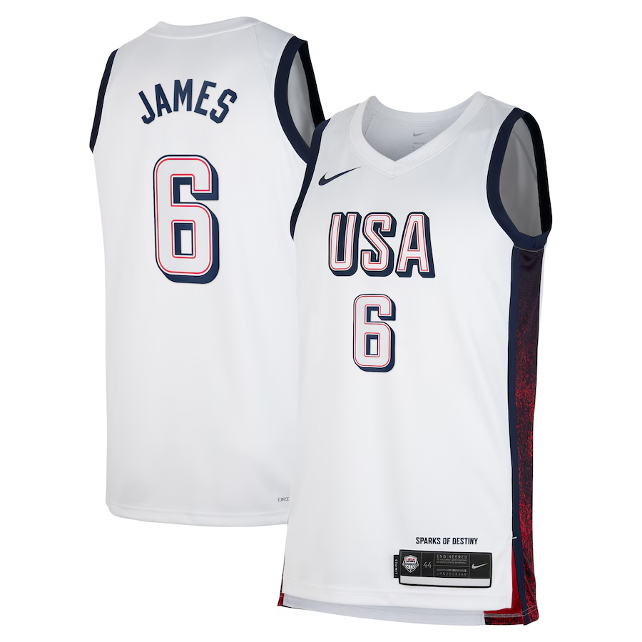 Camiseta Regata Basquete USA EUA Seleção Estados Unidos Jogos Olímpicos Paris 2024 Branca LeBron James (6)