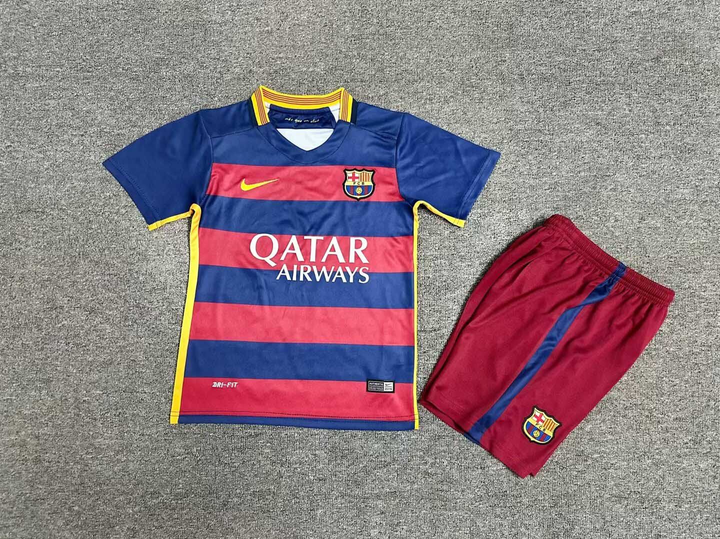 kit Camisa Kids Retro Barcelona 2015/16 Home