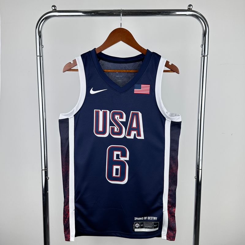 Camiseta Regata Basquete USA EUA Seleção Estados Unidos Jogos Olímpicos Paris 2024 Azul LeBron James (6)