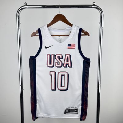 Camiseta Regata Basquete USA EUA Seleção Estados Unidos Jogos Olímpicos Paris 2024 Branca TATUM#10