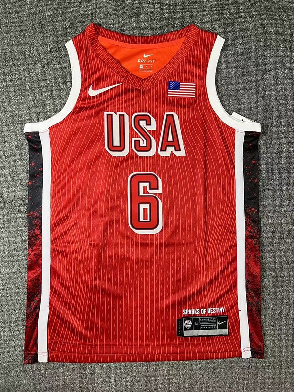 Camiseta Regata Basquete USA EUA Seleção Estados Unidos Jogos Olímpicos Paris 2024 Vermelha