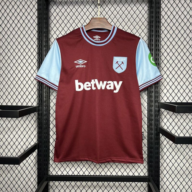 Camisa West Ham Home 2024/2025 Torcedor