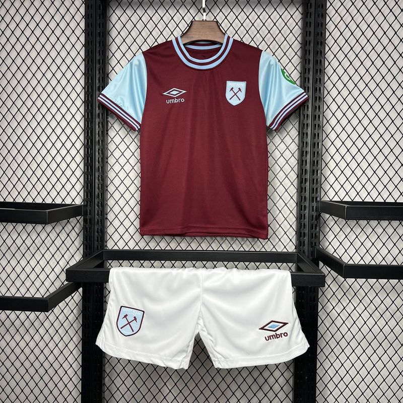 Kit Camisa Infantil West Ham Home 2024/2025 + Short