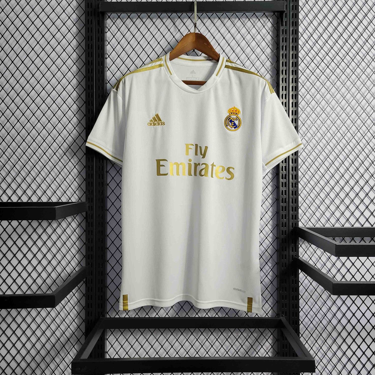 Camisa Real Madrid I 19-20 - Masculino Retrô - Branco e Dourada
