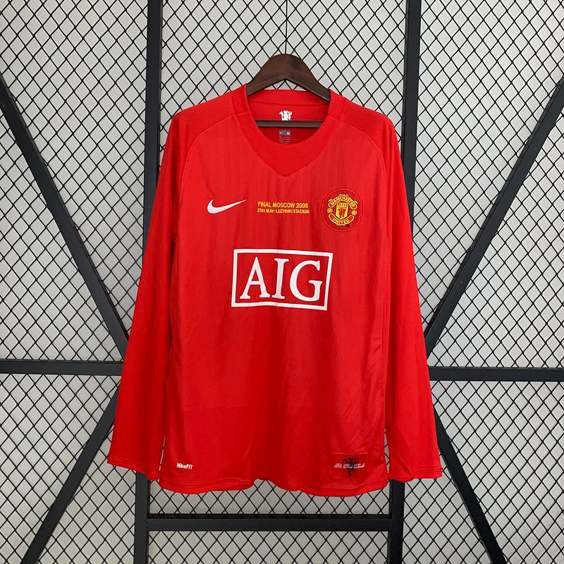 Camisa Manchester United 2007/2008  Manga Longa