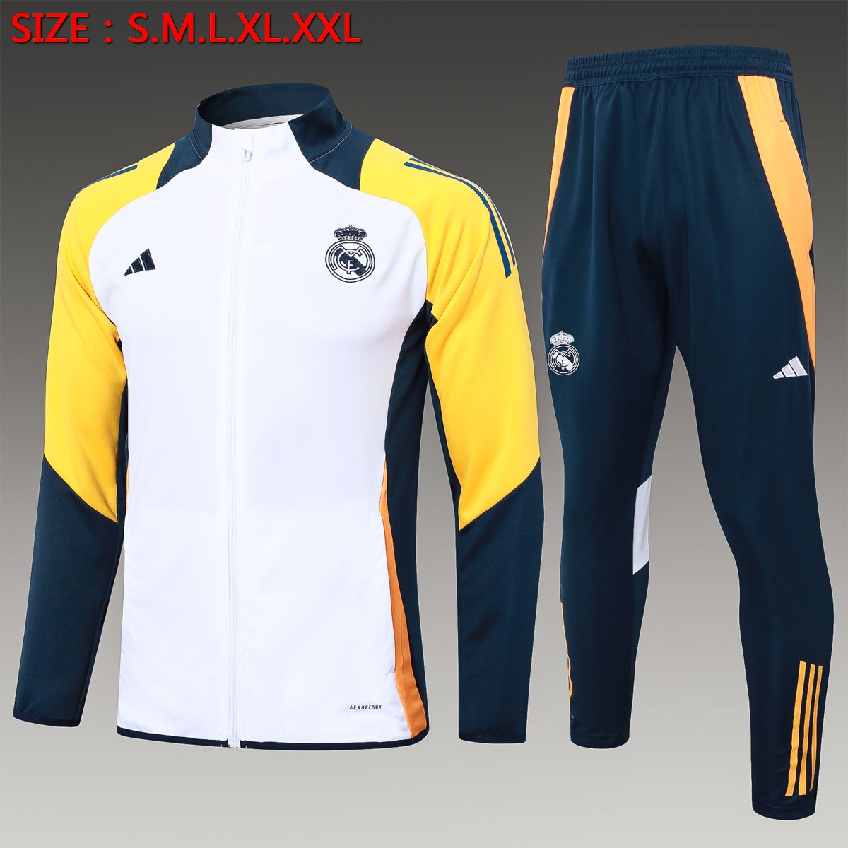 Kit Agasalho Adidas Real Madrid 2024/2025 Zíper Longo