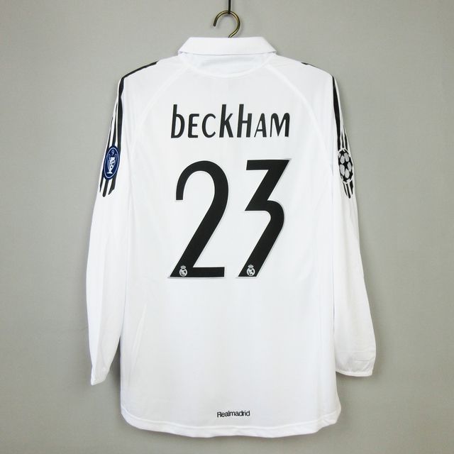 CAMISA RETRÔ DO REAL MADRID - MANGA LONGA BECKHAM 23 - HOME 05/06