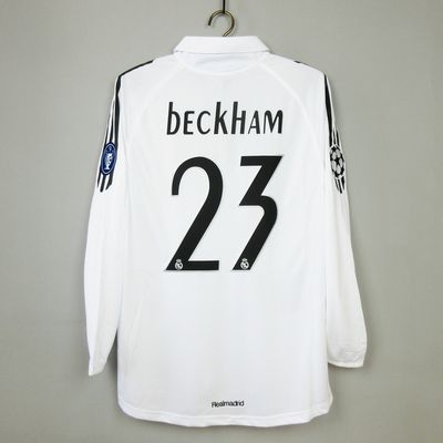 CAMISA RETRÔ DO REAL MADRID - MANGA LONGA BECKHAM 23 - HOME 05/06