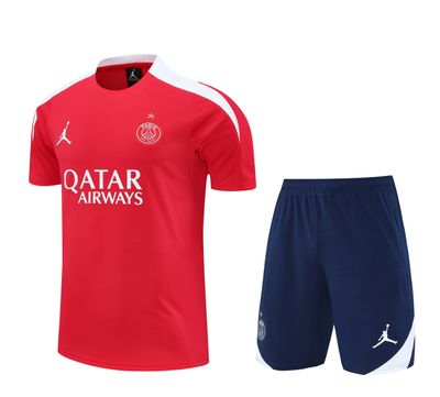 Kit Treino PSG 2025/2026 Camisa+Calção Vermelho